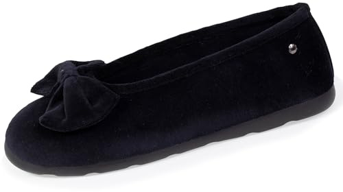 Isotoner Pantofole da donna ballerine ultra comode (tecnologia everywear™), senza tempo e facili da indossare,, Nero , 40 EU