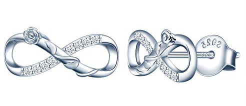 MicLee Ros örhängen 925 sterlingsilver zirkon enkel dam oändlighet tecken Infinity örhängen örhängen med presentpåse, perfekt julklapp e silver, colore: silver, cod. IUM0140-silver