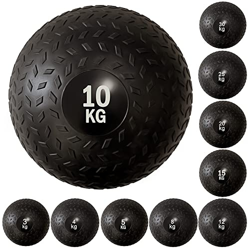 Fitness Slam Ball Weights No Bounce Medicine Ball Heavy Duty Easy Grip Rubber Power Strength Training Home Gym Fitness Workout Equipment Core Ab Exercise MMA Boxing Throwing 3KG, 5KG, 10KG, 15KG, 20KG