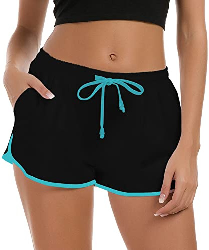 Fanient Pantaloncini da Bagno da Donna Blu Neri Pantaloncini da Surf da Donna Pantaloncini da Spiaggia ad Asciugatura Rapida Abbigliamento Sportivo Casual Pantaloncini hawaiani da Surf per Ragazze