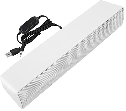 PC Soundbar-högtalare, Trådbundna Datorspelhögtalare Sound Bar med Surround Stereo, Musikspelare Bas Surround Sound Box, 3,5 Mm Ingång för PC Mobiltelefoner Tabletter(Vit)