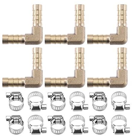 A ABSOPRO 6Set 8mm L Form Kontakt För Slang Mässing Adapter Montering med Klämma