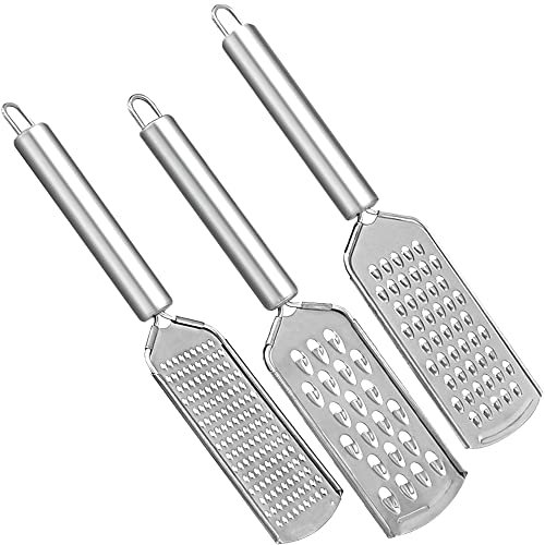 GOIYZTTR 3 Pezzi Grattugia in Acciaio Inossidabile Grattugia Piatta da Cucina, Adatto per la Macinazione Grossolana e Fine di Formaggio a Pasta Dura, Cioccolato e Verdure