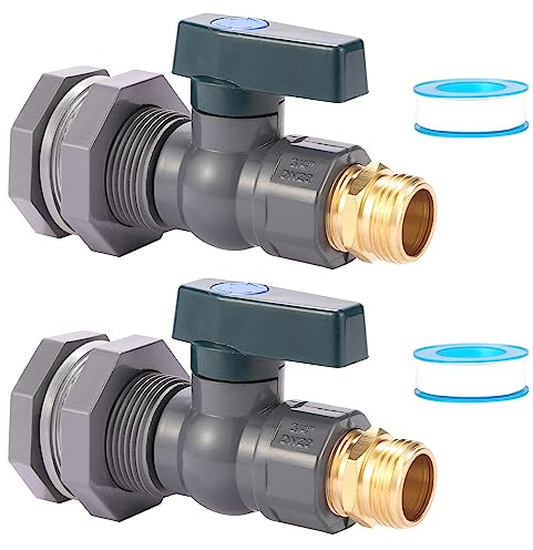 2 Set 3/4 Inch Rain Barrel Spigot Kit - BILAL Water Barrel PVC Garden Diverter Kit with Bulkhead Fitting Hose Faucet Adapter and Thread Seal Tape for Water Tanks, Aquariums, Tubs, Pool, Garden Barrel