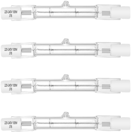 VINBE 100W Halogen R7S 78mm Dimmable 1000lm (4 Pack) J Type Linear Double Ended Floodlight Bulb 230V for Work, Security, Landscape Lights, Floor Lamps, Warm White 2700K