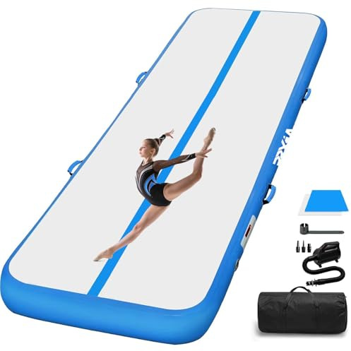 Airspot Air Track-matta – uppblåsbar luftrulle lufttrumma, gymnastik, gymnastikmatta med pump, gymnastikmatta för hem, taekwondo, yoga, gym, fitness