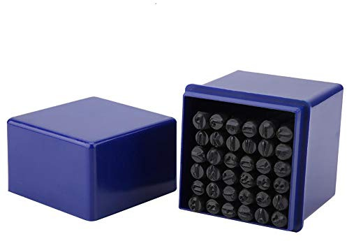 Juego de 36 Piezas de Herramienta de Perforación Automática de 5 Mm, Juego de Sellos de Letras Mayúsculas con Números de Metal de Acero con Punzón Automático, Kit de Estampado de
