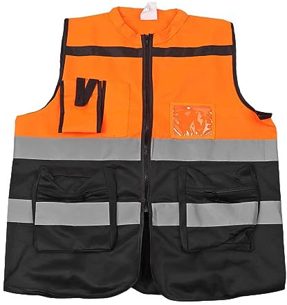 gernie Warnweste mit Hoher Sichtbarkeit und Reflektierenden Streifen, Reflektierende Sicherheitsweste mit Reißverschluss und Taschen. Reflektierende Bauweste für Männer und Frauen