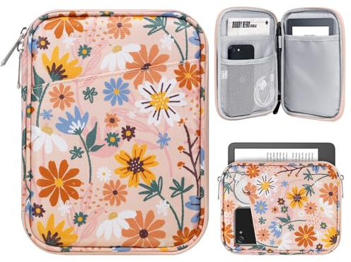 TiMOVO 6-7 Pouces Housse pour Tablette, Paperwhite/Colorsoft Signature Edition, Housse Protectrice avec Pochette pour Liseuse Électronique/Oasis et Appareils Kobo, Fleur Jaune