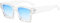 RUNHUIS Retro Dicke rechteckige Sonnenbrille für Damen Herren Vintage Klassisch Großer quadratischer Rahmen Chunky Brillen Transparent/Blau Gradient