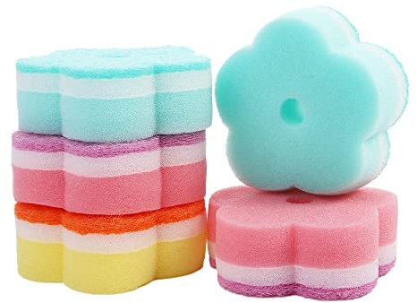 5 spugne multifunzione a forma di fiore per pulire i piatti, la spugna per la pulizia del bagno, gli strumenti per la pulizia del bagno (colore casuale)