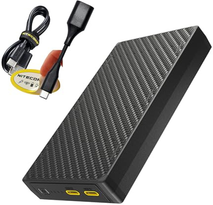 Nitecore NB20000 Gen 3 20000mAh Power Bank, Fast Charging QC PD Dual USB-C Ports Compatible with iPhone, Samsung Galaxy and Tablets with USB Charging Cable