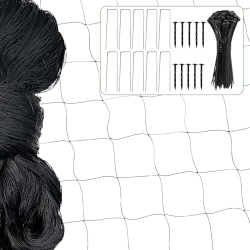 Xbessc Filet de protection contre les oiseaux, 7,5 x 15 m, en nylon, à mailles fines, noir, filet de protection pour clôture de poules, jardin, balcon, étang, cerisier, largeur des mailles 5 x 5 cm