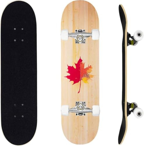 ERNAN Komplett skateboard för nybörjare, 81 x 20 cm dubbel sparkskateboard för barn, tonåringar och vuxna. med Skate T-verktyg. (Primär färg-C)