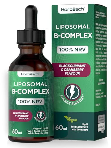 Vitamine B Complex Liposomal Liquide Vegan | 60ml Pour 2 Mois | Avec Vitamine B1 B2 B3 B5 B6 B7 B9 e B12 | Complexe Vitamine B à Dosage Élevé | Vit B Complex Liposomal | par Horbaach
