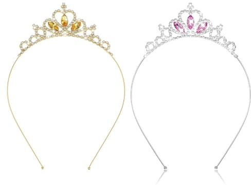 SULIUDAJI 2 Pièces Diadème De Princesse En Cristal Pour Femme - Pour Concours De Beauté, Concours De Beauté, Accessoires Pour Cheveux - Pour Anniversaire, Mariage, Halloween, Fête De Noël, M