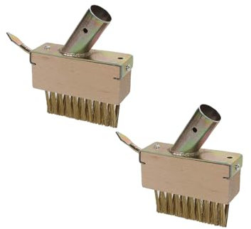Set of 2 Weed Joint Brushes with Reinforced Copper-Plated Metal Wire Bristles and Scraper - Extra Hard, Without Handle, Joint Scraper for Paving Joints, Durable Against Weeds Between Stones