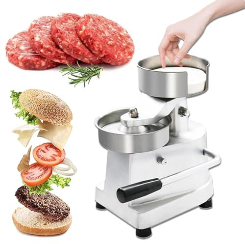 Commercial Burger Patty Maker - Manual Burger Press Tool for Large Stuffed Burgers, 4 Inch, 5 Inch, 6 Inch Sizes - Ideal for Grilling and Cooking