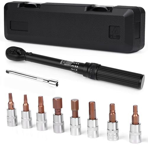 SternSinn 11 Pièces Clé Dynamométrique 1/4, 2-24Nm Cle Dynamométrique Velo, Précision ±3%, Cliquet Réversible à 72 Dents, Rallonge de 100 mm pour Vélo/Moto/Route
