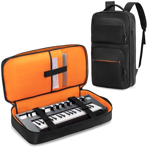 Rexmica 37 Keys Musical Keyboard Piano Carrying Case, Protective Travel Bag for MIDI Keyboard Controller, Laptop, Microphones, Cables, 37-Key Keyboard Piano Bag Backpack, 28.5 x 10 x 56 cm