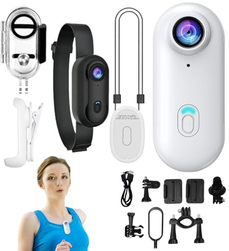 Mini Telecamera,Telecamera Sportiva Esterna | Dispositivo Indossabile per Vlogging Angolo Ultra Largo 170 Gradi Impermeabile Compatta 1080P per Sport Ciclismo Moto Escursionismo Viaggio All Aperto