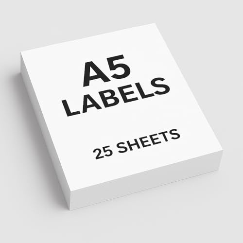 Premium A5 Labels 1 per Sheet White Self-Adhesive Labels, 148.5mm x 205mm, Permanent Adhesive Paper for Shipping, Packages, Printer Compatible, 25-100 Sheets. EJI Labels (25)