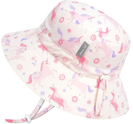 JAN & JUL Beach Toddler Boys Bucket Sun-Hats with Strap, Adjustable