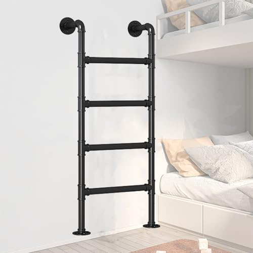 ZENSTYW Trappa med 4 steg för våningssängar, väggmonterad metalltrappa för loft, källarfönsterbrunnar och tak, lastkapacitet 150 kg, för inomhus och utomhus (4,4 ft)