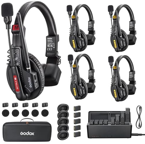GODOX SKYTALK AIR 5S trådlöst intercom headsetsystem 2,4 GHz helt duplex trådlöst headset med 1640FT/500M räckvidd ENC brusreducering övervakningskommunikationssystem i realtid