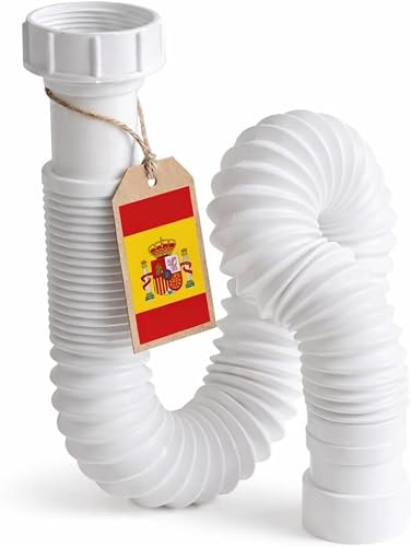 Sifon Tubo Flexible Extensible Universal para Lavabo Fregadero Cocina Desague 1 1/4 y 1 1/2 Salida 32 40 mm Tubo Ajustable Antiolor Bide Baño Instalacion Rapida PVC Resistente