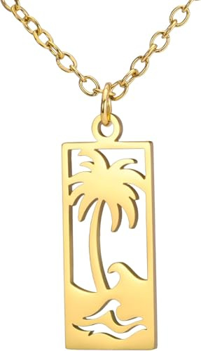 Tjejer tillbehör Palm Tree For Women, 925 Sterling Silver Beach Wave Palm Tree Pendant Coconut Palm Tree, Palm Tree s For Women, Tropical, Palm Tree
