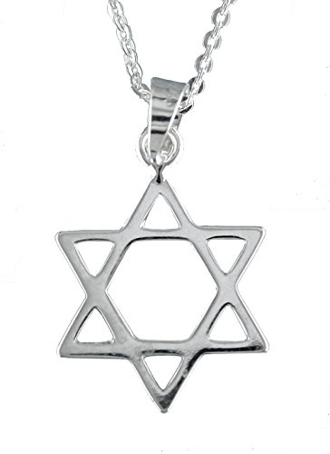 Alylosilver Collar Colgante Estrella de David de Plata para Hombre y para Mujer - Incluye una Cadena de Plata de 45 cm y un Estuche para Regalo