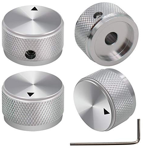 mxuteuk 4Stück Gitarre Knobs Silber Gitarre Knöpfe Potiknöpfe Audio Lautstärkeregler Aluminium Rotary Potentiometer Drehknoepfe für E-Gitarren Bassschraube Ersatzteil Typ 25x15,5mm(d * h) KNOB-03-25SR
