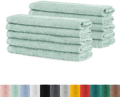BaSaTex - Handtuch Set für Gäste 10er Pack - Frottee-Handtücher mit Aufhängeschlaufe aus weicher Baumwolle in 30x50cm - Waschtücher für Gäste Öko-Tex Standard 100 Zertifiziert - Mint
