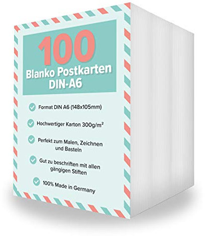 Merz Designkarten 100 Premium Blanko Postkarten weiß, Format A6 (10,5x14,8cm), 100% Brightness, 100 Stück