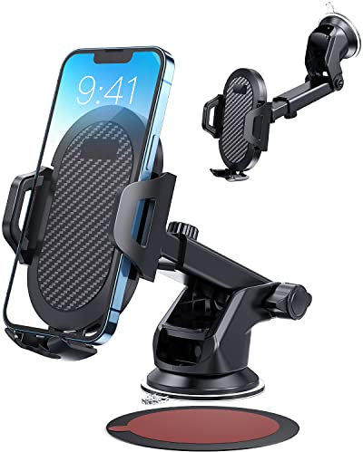 ANCOOLE Car Phone Holder [Strong Suction Cup] Long Arm for Car Windshield Dashboard, Compatible with iPhone 15/14/13/12, Samsung Galaxy S21 and More