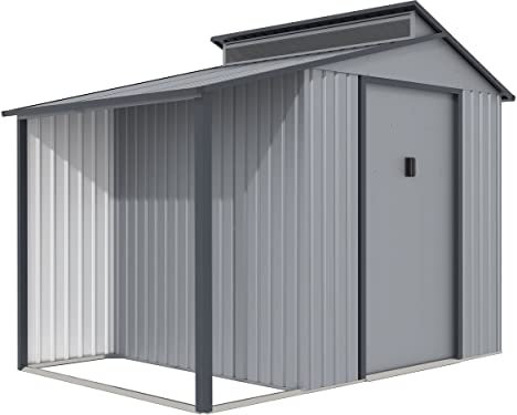 Abri de Jardin métal avec pergola Madras - 5.64 m² - 193 x 292 x 229 cm - Gris