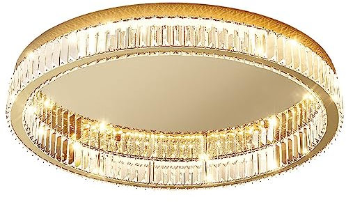 Dimmbarer Kristall-Kronleuchter, 46 W/58 W, Kristall-Deckenleuchte, Moderne Kristall-Unterputz-Deckenleuchte, Lampenfassung für Esszimmer, Wohnzimmer, Schlafzimmer, Flur