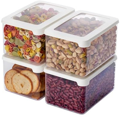 SmartStore Vorratsdosen 1.65L – 4er Set Luftdicht - Plastik Aufbewahrungsbox mit Deckel, BPA Frei, Spülmaschinenfest – Stapelbare Küche Organizer – 18 x 12.5 x 10cm