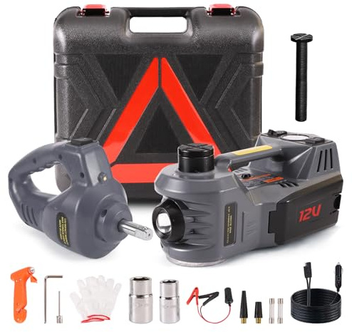 EFFIROSO Portable 5 Ton 12V Electric Car Jack Kit Hydraulic Floor Jack with Impact Wrench Tire Inflator Pump for Vehicle Emergency Repair Kit 11023lbs