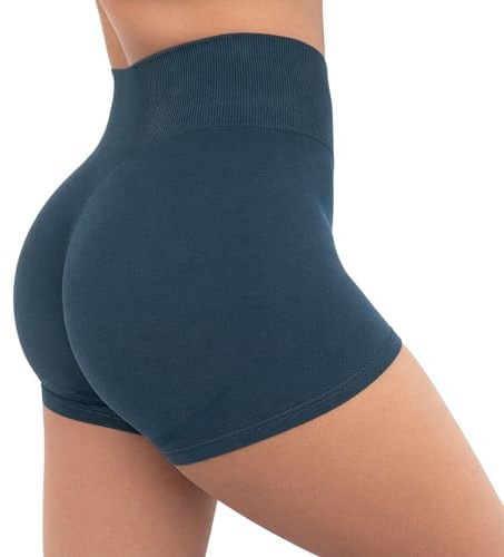 SMILODOX Sport Shorts Damen Amaze Ultra, Seamless Blickdichte Radlerhose, Unsichtbarer Scrunch-Effekt, V-Shape High Waist Kurze Sporthose, Hoher Bund Biker Shorts für Yoga Fitness Gym