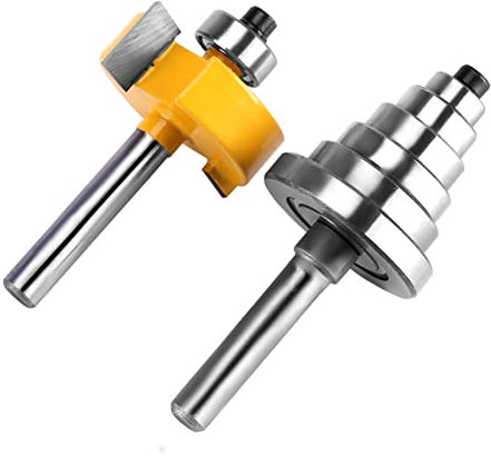 WPKD BLUEIY Alloy Router Bit Set,Shank Flush Trim Pattern Bit,Woodworking Router with 7 Bearings Set,for Solid Wood Particle Board Plywood(138g)