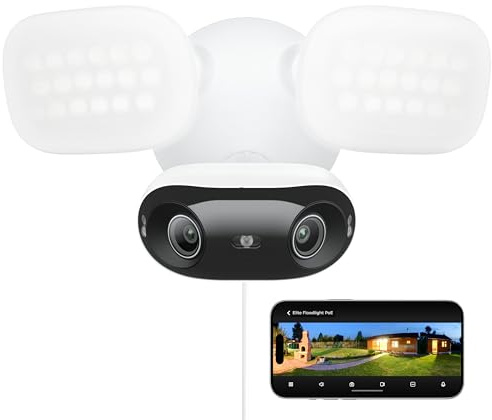 REOLINK Elite Pro Floodlight PoE, 16MP Dual Lens PoE Security Camera with 180° View, Local AI Video Search, Full Color & Infrared Night Vision, Smart Detection, 24/7 Recording with Motion Track