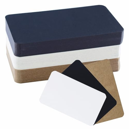 180 Tarjetas de Papel Kraft en Blanco (9 x 5,2 cm) – Tarjetas de Notas en Negro, Blanco y MarróN – para Manualidades, Escuela, Oficina y Aprendizaje de Vocabulario, Cartas de Vocabulario en Blanco