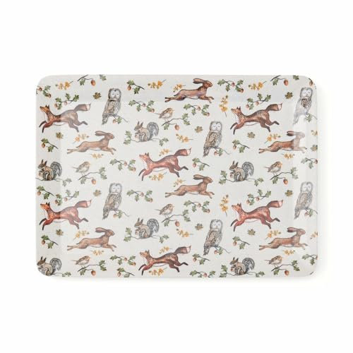 Cooksmart Bandeja Grande Forest Fable | Bandeja con Estampado de Animales del Bosque de diseño británico | Mezcla de melamina Duradera y Ligera | Bandeja Decorativa para Servir Bebidas y Aperitivos |