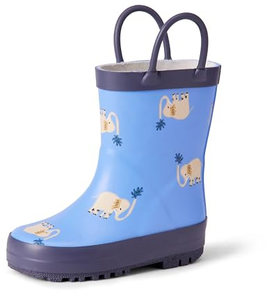 Amazon Essentials x Sofia Grainge Stivali da Pioggia in Gomma Idrorepellenti Unisex Bambini, Blu Elefante Pioggia, 27 EU