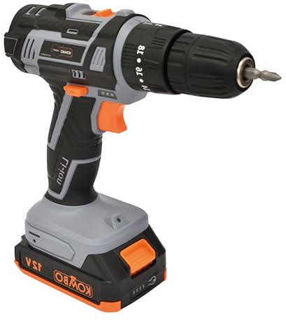 Buystar Trapano a Percussione Cordless 12V - con Batteria 2.0AH, Caricabatteria, Manico ergonomico, per Mattoni, Cemento, Legno, Metallo, Luce LED, Mandrino Autoserrante 10mm - Velocià Variabile