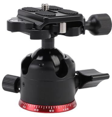 Aumotop Supporto di stabilità Leggero con Testa a Sfera per Treppiede per Monopiede Fotocamera DSLR, Rotazione a 360° in Lega di Alluminio, Fotografie Viaggio
