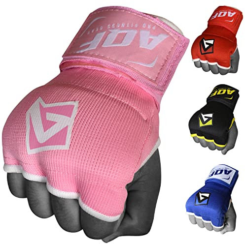 AQF Boxing Innenhandschuhe Handumschläge Faustpolsterbandagen MMA Gel Strap Mitts Kickboxing (Rosa, S)