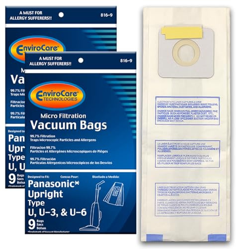 EnviroCare Replacement Micro Filtration Vacuum Cleaner Dust Bags Designed to fit Panasonic Types U, U-3, U-6-18 bags
